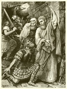 The Philippian Jailer Before Paul and Silas by English School