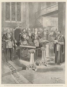 The Prince of Wales, Most Worshipful Grand Master, Constituting the Chancery Bar Lodge of Freemasons, No 2456, in Lincoln