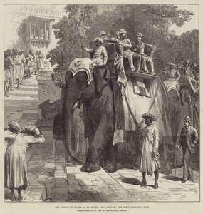 The Prince of Wales at Parbutty Hill, Poonah, his First Elephant Ride by English School