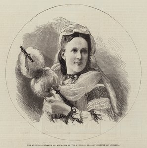 The Princess Elizabeth of Roumania in the National Peasant Costume of Roumania by English School
