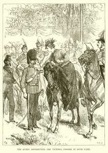 The Queen Distributing the Victoria Crosses in Hyde Park by English School