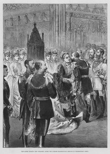 The Queen Kissing Her Children after the Jubilee Thanksgiving Service in Westminster Abbey by English School