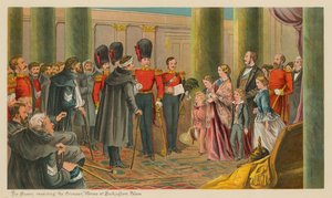 The Queen receiving the Crimean Heroes at Buckingham Palace by English School