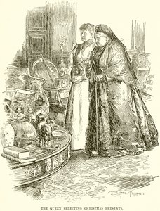 The Queen selecting Christmas Presents by English School