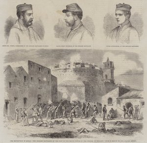 The Revolution in Sicily, the English Battalion at the Foot of the Round Tower of the Citadel of Melazzo by English School