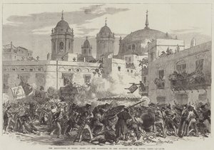 The Revolution in Spain, Fight at the Barricade in the Quarter de Los Vinas, Cadiz by English School