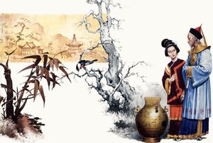 The Riddle. Chinese Court Magician Turns a Prince into a Vase by English School