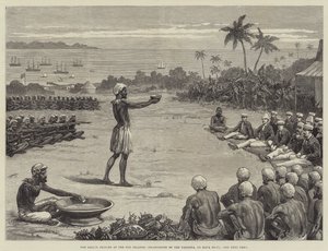 The Sailor Princes at the Fiji Islands, Incantation of the Yangona, or Kava Bowl by English School