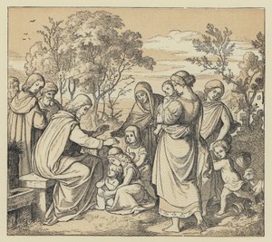 The Saviour Blessing Little Children by English School