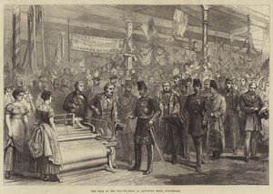 The Shah in the Weaving-Room at Haworth