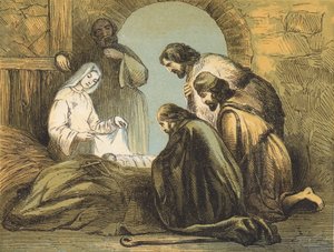 The Shepherds Finding Jesus by English School