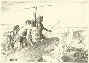They Shook Their Spears at the White Men by English School