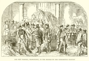 The Skin Market, Bermondsey, in the Middle of the Nineteenth Century by English School