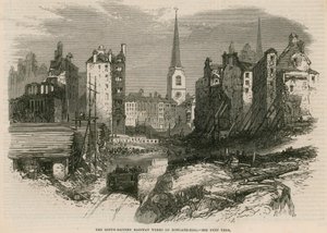 The South-Eastern Railway works on Dowgate Hill, London by English School