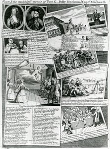 The Stage Medley Representing the Polite Taste of the Town & the Matchless Merits of Poet G., Polly Peachum and Captain Macheath, c.1728 by English School