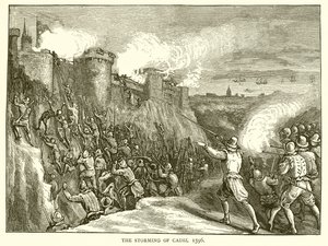 The Storming of Cadiz, 1596 by English School