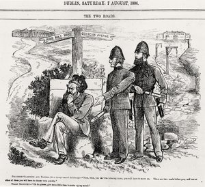 The Two Roads, illustration, pub. 7th August 1886 by English School