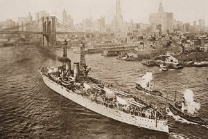 The United States Battleship, Texas, Setting out from New York Harbour, illustration from 