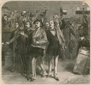 The War: Departure of the Prussians from Charing-Cross Railway Station by English School
