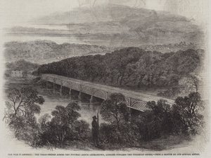 The War in America, the Chain-Bridge across the Potomac above Georgetown, looking towards the Virginia Shore by English School