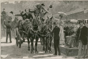 The Whit Monday Carthorse Parade in Regents Park; Princess May Presenting the Badges by English School