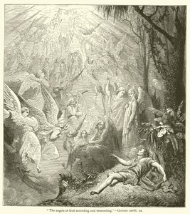 The angels of God ascending and descending, Genesis, xxviii by English School