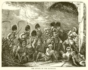 The Attack on the Alumbagh (1857) by English School