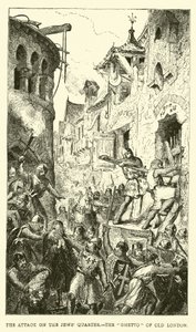 The Attack on the Jews Quarter, the Ghetto of Old London by English School