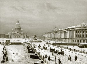 The Bridge and Church of St. Isaac by English School