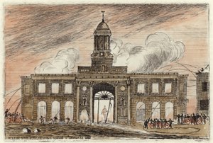The Burning of the Royal Exchange in the City of London by English School