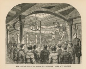 The Convict Chapel on Board the Defence Hulk by English School