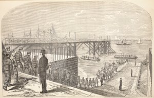 The convicts returning to the hulks from their labour in the Arsenal, illustration from The Criminal Prisons of London and Scenes from Prison Life by Henry Mayhew and John Binny, pub. 1862 by English School