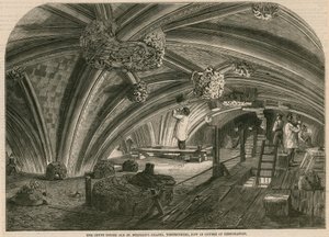 The Crypt Under Old St Stephens Chapel, Westminster, Now in Course of Restoration by English School