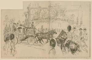 The departure of the Prince of Wales with the bride from Marlborough House for Buckingham Palace, 23 July 1896