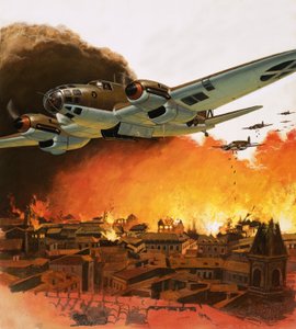 The Destruction of Guernica During the Spanish Civil War by English School