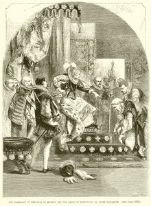 The Dismission of the Earl of Murray and the Abbot of Kilwinning by Queen Elizabeth by English School