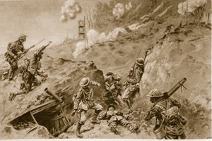 The Dreadful Hollows That Led to Oppy Wood, British Bombers Working Along the German Trenches by English School