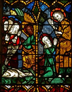 The east window depicting a Resurrection scene: the Holy Women at the Tomb; Mary Magdalene with Christ by English School