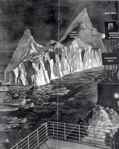 The famous iceberg as seen by J. Scarrott on board the Titanic, 1912 by English School