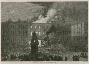 The fire at Savile House, Leicester Square, London by English School