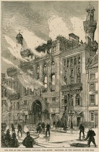 The fire at the Alhambra Theatre - the ruins, sketched on the morning of the fire, 7 December 1882 by English School