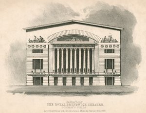 The front view of The Royal Brunswick Theatre, Goodmans Fields, London by English School