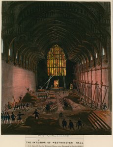 The Interior of Westminster Hall as It Appeared When the Parliament Houses Were Destroyed by Fire by English School