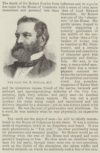 The late Sir R Fowler, MP by English School