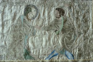 The martyrdom of a saint (detail) from the frontal of the Steeple Aston Cope, c.1340s by English School