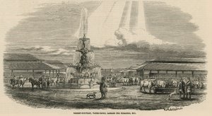 The new Metropolitan Cattle Market, Copenhagen Fields: Market fountain, water tanks, lairage for bullocks, etc.
