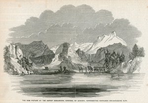 The New Picture at the Surrey Zoological Gardens by Danson, Representing Napoleon Crossing the Alps by English School