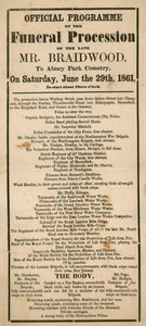 The official programme of the funeral procession of the late Mr Braidwood, Superintendent of the London Fire Brigade by English School