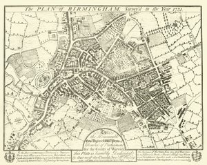 The Plan of Birmingham, Surveyed in the Year 1731 by English School
