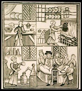 The Preparation of Pies, Page from a 15th Century Cookery Book by English School